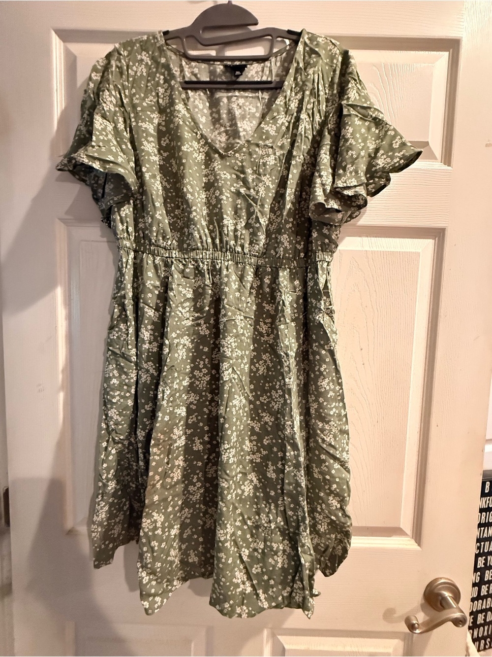 torrid Olive Green Floral V-Neck Babydoll Dress